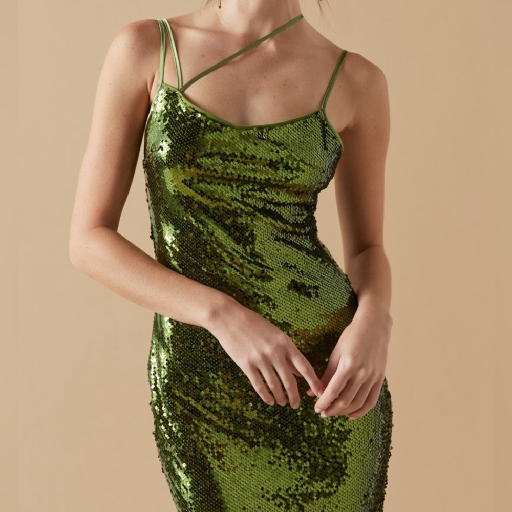 Green Sequin Midi Dress